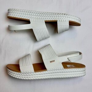 Reef “Water Vista” White/Tan Platform Sandals, Size 10